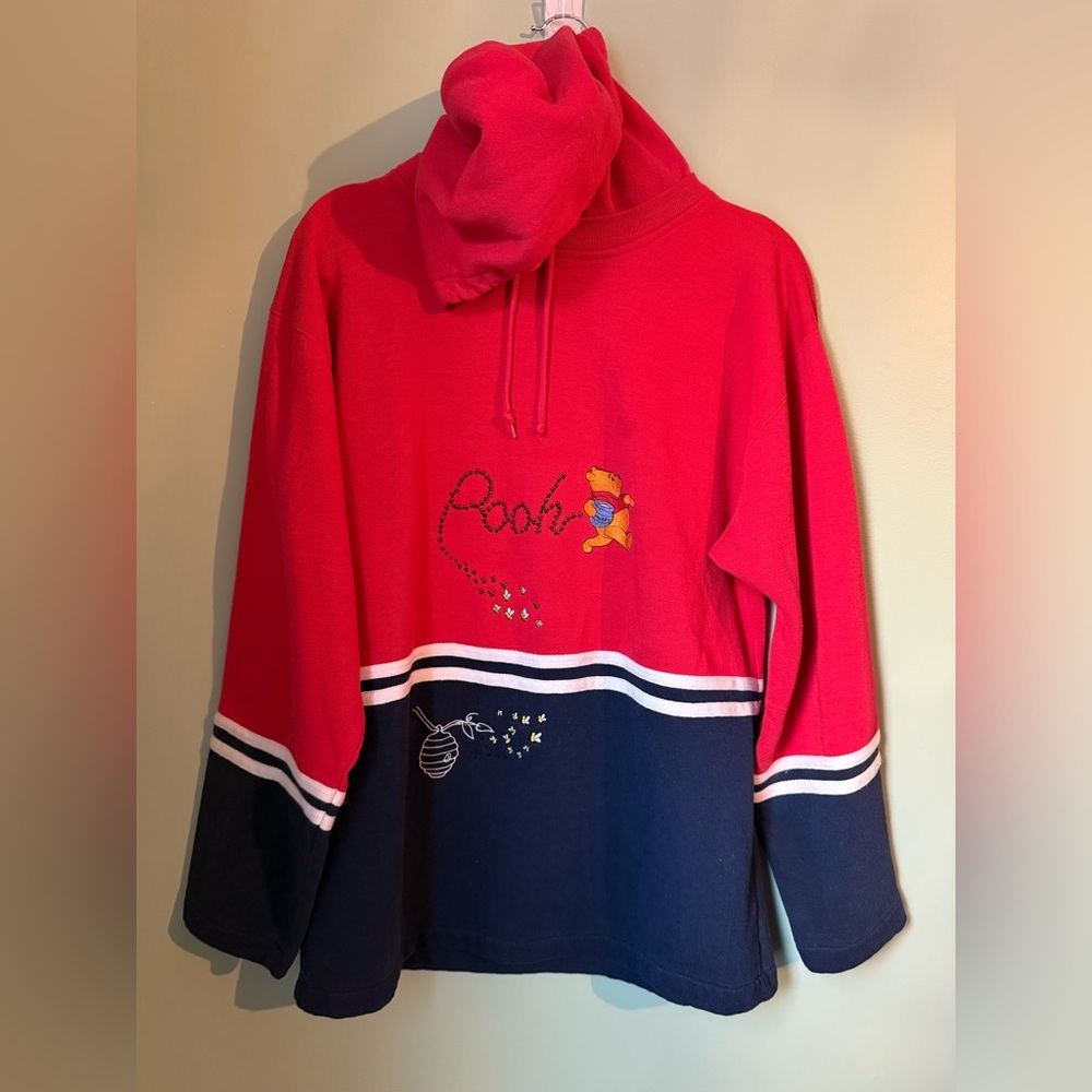 Vintage Y2K Disney Winnie The Pooh Embroidered Honey Pot Bee Pullover Hoodie L